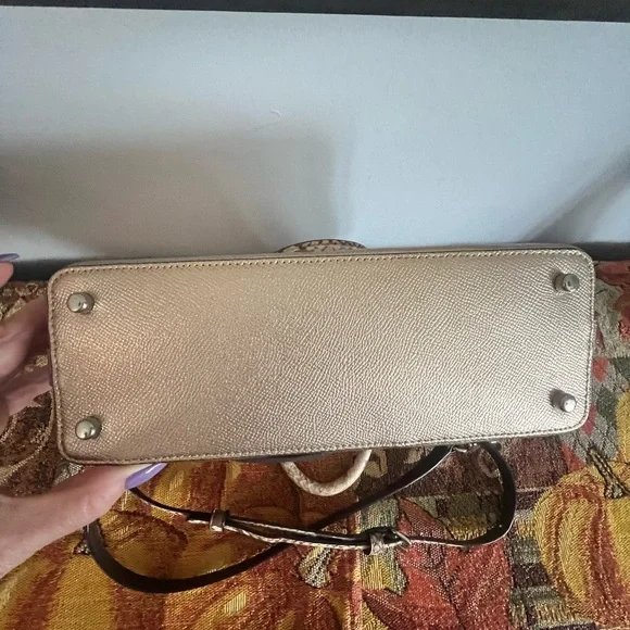 Coach Gold Metallic and Python Embossed Domed Sierra Satchel - Picture 11 of 12